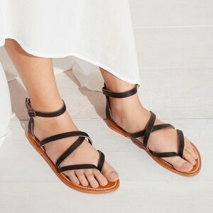 K. Jacques St. Tropez Epicure Sandals Noir (Black/Tan) Size 39 (8.5 US)